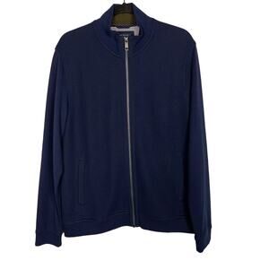 Ted Baker London Mens 5 XLarge Navy Blue Multy Textured Zip Through Jacket Knit